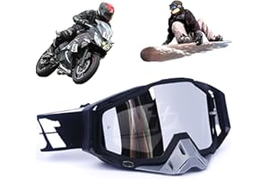 Yoihuqi Gafas Esquí, Gafas Moto Polvo, Gafas Snowboard Espejo, Dirt Bike Off-Road Goggles, Prueba Viento a Prueba de Polvo Gafas, para Bicicletas Montaña, Esquís o Cascos Abiertos