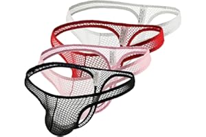 Faringoto Bragas de malla para hombre de talla grande, lencería hueca de cintura baja, ropa interior transparente, tangas para hombre