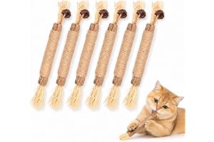 6 stycken Matatabi-stickkatter, 21,5 cm naturliga kattleksaker, kattmyntpinnar med sisalrep, raffia och fruktgaller, silvervi