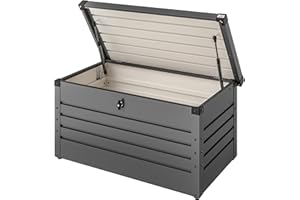 Gardebruk® Auflagenbox 385L Volumen Metall Abschließbar Gasdruckfeder 120x62cm Wetterfest Garten Balkon Keller Gartenbox Gartentruhe Anthrazit