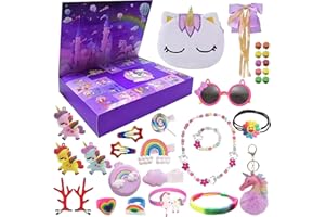 Ayizhiniu 2024 Niña Calendario Adviento Unicornio, 24 DíAs Navidad Unicornio Cuenta AtráS Calendario, Unicornio Calendario Adviento Accesorios Pelo, Aplicable Regalos Navidad para Niñas (B)
