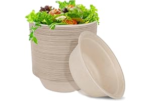Coztie 100 Stück Einweg Suppenschalen, 350 ml Suppenteller Einweg, Biologisch Abbaubar und Kompostierbar Suppenschalen Einwegs für BBQs Party und Picknick Pappschüsseln 13,5 x 4,5 cm