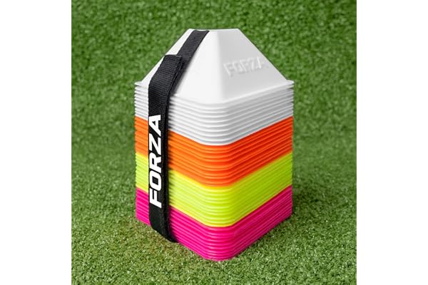 FORZA Mini Plots Triangulaires | Pack de 40 Cônes de Football de Couleurs Vives | Idéaux pour Les Clubs de Sport, Les Écoles et à la Maison | Exercices d'Entraînement pour Adultes et Enfants