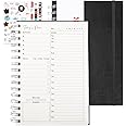 Hahamiya Leather Daily Planner Undated, To Do List Laptop Hourly Schedule Spiral Appointment Plan, Elastic closure, Inner Pocket 8.3 inches x 5.7 Inches (A5-Black)
