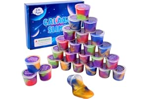 BRETOHAY 25 Packs Galaxy Slime, Party Favor for Kids Girls & Boys, Adults, Non Sticky, Stress & Anxiety Relief, Wet, Super Soft Sludge Toy