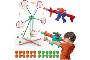 TACOPET Jeu de Tir pour Enfants, Cibles de Tir Mobiles Jeu Cible Electrique, avec 2 Pistolets à Air Comprimé 24 Balles Mousse Jouets de Jardin Cadeaux pour 5 6 7 8 9 10+ Ans Garçons Filles