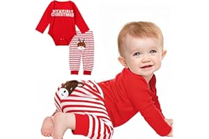 VFY Baby Weihnachtsoutfit Mädchen My First Christmas Outfit Neugeborene Weihnachtenkleidung Baby Weihnachten Outfit Set Weihnachtskostüm Baby Strampler+Hose 0-24 Monate