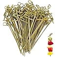 Cocktail Sticks 200 Pcs, Natural Bamboo Sticks 12cm (4.7''), Bamboo Cocktail Sticks for Food Picks, Drinks, Add Style to Your Party with Bamboo Skewers Accessories