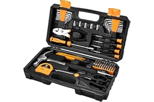 DEKOPRO DEKO TZ62 Juego de herramientas de piezas Juego de herramientas manuales generales para el hogar con estuche de almacenamiento de caja de herramientas de plástico(Amarillo)