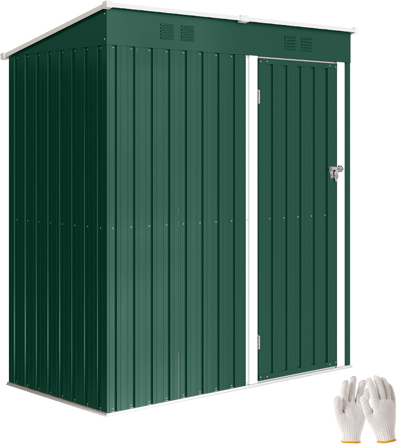 Outsunny Caseta de Jardín Exterior 1,37 m², 163x90x179 cm, Cobertizo de Jardín Exterior Metálico con Puerta con Pestillo y Ranuras de Ventilación, para Almacenamiento de Herramientas, Verde