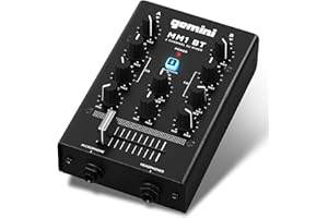 Gemini Sound MM1BT Bluetooth a 2 Canali Dual MIC Input Stereo 2-Band Rotary Compact DJ Podcast Mixer con Crossfader e Controllo Individuale di Guadagno