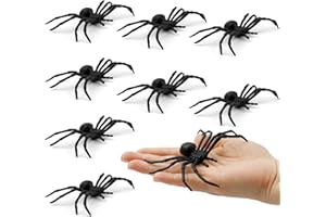 YICELERATE Plastic Fake Spider,Halloween Spider Decorations,20 Pcs 10*9.5Cm Realistic & Creepy,For Indoor Outdoor,Party Scary Prank Props For Haunted House,Garden,Window,Halloween Decoration For Kids,Family
