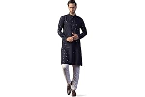 TOPLOT Kurta für Herren || Herren Ethnische Kleidung Pailletten bestickte Baumwollmischung Kurta Set || Herren Kurta