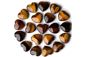 XIANNVXI 20 Pcs Tigers Eye Crystal Heart Tigers Eye Stones Natural Healing Gemstones Reiki Crystal Gifts for Meditation Energy Balancing
