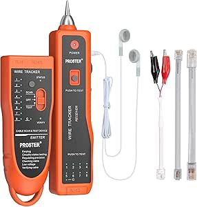Proster Netzwerkkabel Wire Tracker XQ 350 mit Kopfhörer Hochempfindlicher Handheld Telefonkabeltester Wire Tracker für LAN Ethernet BNC RJ45 RJ11 Tester -Orange