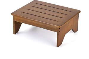 StrongTek Bamboo Step Stool for Adults, Bedside Step for High Beds, 300 Lbs Capacity, Non-Slip Bed Foot Stool with Rounded Edges, Small One Step Stool for Bathroom, Bedroom, Garden, Kitchen (Walnut)