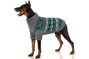 PUMYPOREITY Jersey Navidad para Perros, Sweater Gatos Suéter Navidad de Cuello Alto Invierno Cachorros Traje Caliente Perrito Ropa de Punto Chihuahua Abrigo Chaleco Navideño para Perros Gatos(Gris, XL)