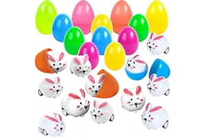 HENFUME 24 Huevos De Pascua,12 Piezas Huevos De Pascua Para Rellenar,12 Conejo De Pascua Coches,Pascua Decoracion,Huevos Pascua Plastico, Easter Egg Hunt Easter Party Favours,Huevos De Pascua Para Decorar