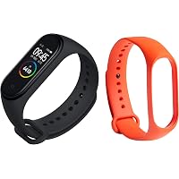 Mi Smart Band 4 (Black) + Additional Strap (Orange)