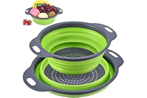 Ensemble de 2 Passoires pliables en silicone, Passoire de cuisine compacte et pliable, Passoire à pâtes