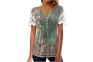 Masrin Langarmshirt Damen Trendige Plissee Oberteile Ausgehöhlter Blumenstickerei Pullover Bluse mit Knopfleiste Tops V-Ausschnitt Langen Ärmeln Pulli Shirt Regular Fit Blusentops Elegant Partywear