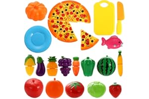 NIWWIN 24-częściowy zestaw do zabawy dla dzieci, tworzywo sztuczne, krojenie pizzy, owoców i warzyw, zestaw do zabawy