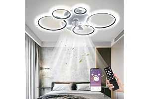 ‎MIIR LED Deckenventilator mit Beleuchtung, 100CM Lampe mit Ventilator Und Fernbedienung APP, 80W Deckenlampe Mit Ventilator Deckenventilator mit Licht, Ceiling Fan Für Schlafzimmer Wohnzimmer,Schwarz