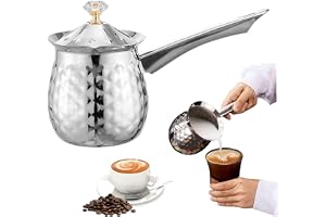 Turkisk kaffekanna, arabisk kaffekanna 400 ml/14 oz rostfritt stål chokladsmältkanna med örnpip halkfri mjölkvärmare med handtag och dammtätt lock för spishäll