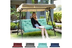 JOOMIE 2-3 Seater Thick Garden Bench Cushion, Waterproof Patio Swing Cushion with Backrest, Outdoor Sun Lounger Sofa Swing Hammock Porch Pad Mat with Ties Straps for Canopy Furniture, (Teal, 152x102cm)