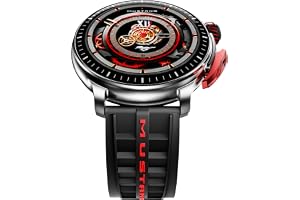 GOBOULT Mustang Racer Smart Watch 1.43'' AMOLED Display, Rotating Bezel, BT Calling, 150+Watchfaces, 500 Nits Brightness, AI Voice Assistant, SpO2 Monitoring, 120+ Sports Mode (Black Blaze)