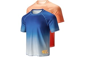 Liberty Imports 2-Pack Men's UV Short Sleeve Swim Shirts Loose Fit Rash Guards