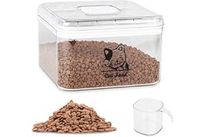 APITOS Cat Food Storage Container with Airtight Lid, BPA-Free Plastic Pet Food Dispenser, Transparent Stackable Dry Food Bin, Flip Top with Measuring Cup, Perfect for Cats, Dogs, and Pet Treats, 8.6L