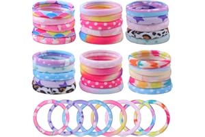 HOPTON 30 Stück Haargummis Mädchen Bunte, Haargummis Damen, Bunt Elastisch Zopfgummis Mädchen, Nylon Weiche Haargummi für Frauen Dickes Lockiges Glattes Haar
