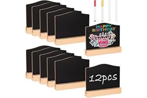 Vikcvcsc 12 Piezas Mini Pizarra con Soporte,Mini Letreros de Pizarra de Pie,Pizarra de Precio,Pizarra Pequeña de Doble Cara de Tiza Etiquetas de Alimentos para Buffet,Pizarras Decoración para Fiesta