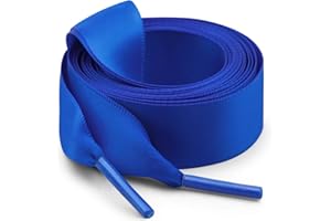 WEGOODZF Satin Ribbon Shoe Laces: 2CM Wide Flat Silk Shoelaces for Women Girls 2 Pairs Replacement Shoelace for Trainers Boots Sneakers