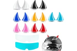 GmwyCzV Kask motocyklowy Devil Demon Horn, 14 sztuk, z przyssawką, 7 odcieni, dekoracja narożna, z 2 foliami przeciwdeszczowymi na kask motocyklowy, dekoracja kasku dla dorosłych