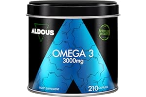 ALDOUS BIO Omega 3 capsulas - 3000mg dosis diaria - 210 cápsulas - Omega 3 EPA y DHA - Aceite de Pescado - Vitamina E, Ácidos grasos - Colesterol, Visión, Cerebro - Más de 2 meses - ALDOUS