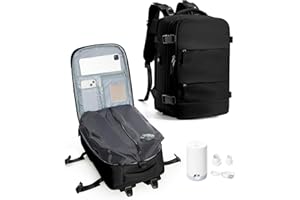 VENATIN Vakuum Rucksack Handgepäck mit pumpe, Reiserucksack Vakuum Rucksack mit vakuumsystem Vakuumrucksack Easyjet Handgepäck 45x36x20 für Damen Herren, schwarz