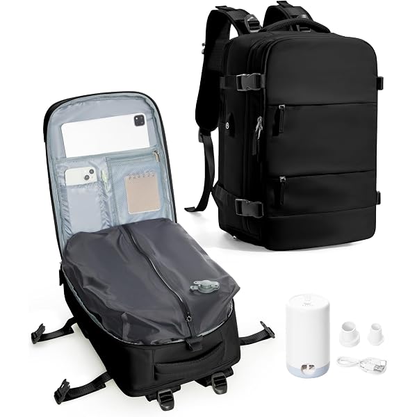 MATEIN - Sac à Dos Compression Sous Vide 45x36x20 Cm - étanche, Ordinateur 17", Conforme TSA - Pour Voyage Léger