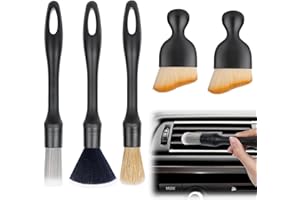 URAQT Cepillos Limpieza para Coche, 5pcs Cepillo Detalles Coche, Limpieza Coche Interior Cepillo, Cepillos Detailing Coche Cerdas Suaves Cepillo Eliminación Polvo para Coche Salida Air, Salpicadero
