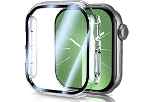 UM UNIQUEME per Apple Watch S10 46 mm Custodia protettiva - PC duro ultra sottile Custodia protettiva in vetro Protezione dello schermo a tutto tondo per iWatch S10 46 mm Custodia, Trasparente-2 pezzi