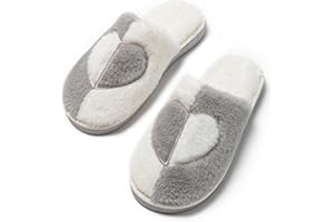 JOMIX Zimowe kapcie damskie pluszowe miękkie ciepłe kapcie domowe haftowane serce