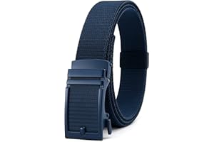 YOETEY Cintura elastica blu da uomo, cintura elasticizzata a cricchetto, fibbia automatica per uomo, golf, nylon, per il tempo libero, larghezza 35 mm, misura personalizzata