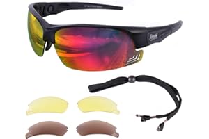 Rapid Eyewear Sports Sunglasses. Interchangeable Polarised & Winter Lenses: Adjustable Arms. Black. Mens & Womens. For Cricket, Sailing, Rowing etc. uv400 Lenses