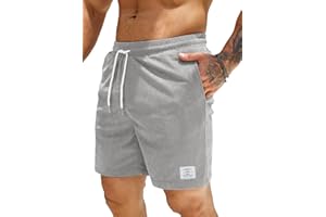 Elegancity Mens Corduroy Shorts Casual Sports Drawstring Summer Jogging Shorts with Pockets S-3XL