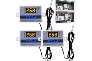 LEIKURVO 3 regolatori digitali della temperatura: XH-W3001 termostato digitale con sonda impermeabile AC110 V-220 V, display LCD, riscaldamento