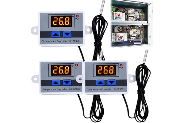 3 stycken digital temperaturregulator: XH-W3001 digital termostat med vattentät sond, spänningsområde AC 110 V-220 V, tempera