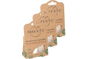 Parakito - Protection ANTIMOUSTIQUE Naturelle - Recharges Para'kito pour Bracelet et Clip - Lot de 3 x 2