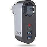 Orret Home Akım Korumalı Priz 2 USB 1 Type-C Girişli Duvar Tipi Priz &Ccedil;oklayıcı, &Ccedil;ocuk Korumalı USB Şarjlı Priz Adapt&ouml;r&uuml;, Tele