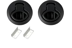 HJYDGJ 2 Pièces Hatch Serrure de piège pour bateau Flush Pull Latch Noir Flush Pull Hatch Slam Latch Deck Hatch Latch Lock Acier inoxydable Fermeture de porte plate Pull Lock pour navires